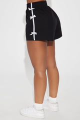 Savanna Windbreaker Track Short - Black/White