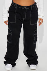 Petite Give Me A Break Cargo Carpenter Jeans - Black
