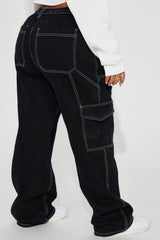 Petite Give Me A Break Cargo Carpenter Jeans - Black