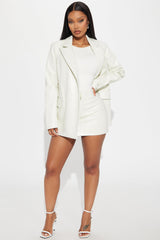 Big Reveal Faux Leather Skirt Set - White