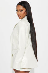 Big Reveal Faux Leather Skirt Set - White