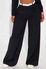 Chantel Double Waistband Trouser - Black