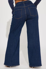 Chasing Thrills Stretch Wide Leg Jeans - Dark Wash