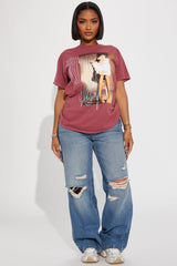 Whitney Houston Washed T-Shirt - Burgundy