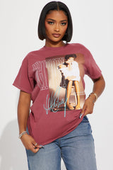 Whitney Houston Washed T-Shirt - Burgundy
