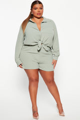Casual Brunch Short Set - Sage