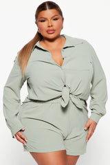 Casual Brunch Short Set - Sage
