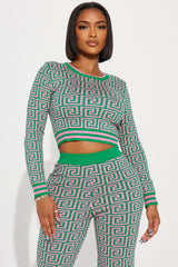 Farrah Sweater Pant Set - Green/combo