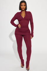 Deep Love Legging Set - Burgundy