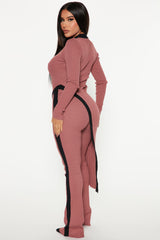Skylar Sweater Pant Set - Mauve/combo