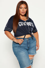 Dallas Cowboys Tie Front Top - Navy