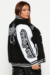 Las Vegas Raiders Letterman Jacket - Black/White