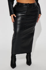 Colette Faux Leather Midi Skirt - Black