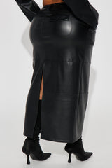 Colette Faux Leather Midi Skirt - Black