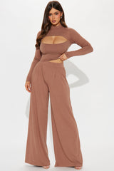 Choosing You Wide Leg Pant Set - Mocha