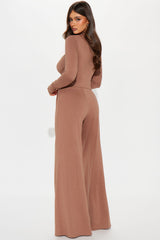 Choosing You Wide Leg Pant Set - Mocha