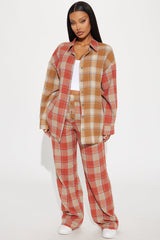 Never Alone Flannel Pant Set - Rust/combo