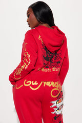 Broken Hearts Ed Hardy Zip Front Hoodie - Red