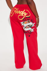 Broken Hearts Ed Hardy Wide Leg Pant - Red