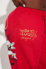Broken Hearts Ed Hardy Wide Leg Pant - Red