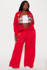 Broken Hearts Ed Hardy Wide Leg Pant - Red