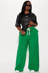 Jennie Snap Button Track Pant - Green/combo