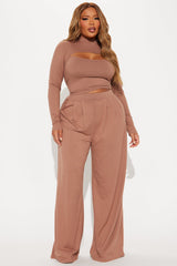 Choosing You Wide Leg Pant Set - Mocha