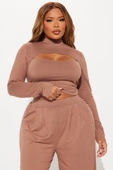 Choosing You Wide Leg Pant Set - Mocha