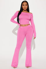 Shayna Off Shoulder Pant Set - Pink