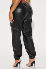 Studio City Faux Leather Jogger - Black