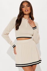 Unapologetic Sweater Pleated Skirt Set - Taupe