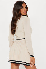 Unapologetic Sweater Pleated Skirt Set - Taupe