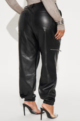 Studio City Faux Leather Jogger - Black