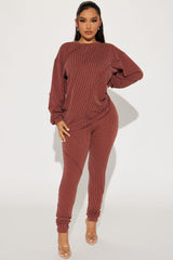 Lounge Vibes Legging Set - Brown