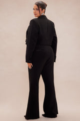 Daisy Cropped Blazer Suit Set - Black