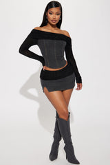 Denim Dreams Micro Mini Skirt Set - Black