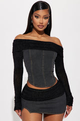 Denim Dreams Micro Mini Skirt Set - Black