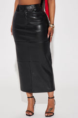 Colette Faux Leather Midi Skirt - Black