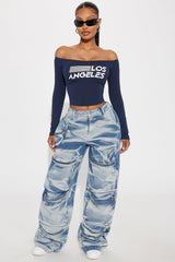 LA Angels Off Shoulder Top - Navy