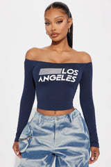 LA Angels Off Shoulder Top - Navy