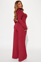 Choosing You Wide Leg Pant Set - Burgundy