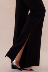 Daisy Cropped Blazer Suit Set - Black