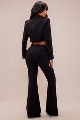 Daisy Cropped Blazer Suit Set - Black