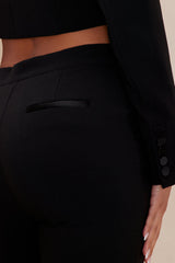 Daisy Cropped Blazer Suit Set - Black