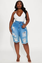 Lianna Distressed Bermuda Shorts - Light Wash