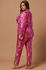 Pretty In Pink Embroidered Suit Set - Fuchsia
