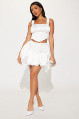 Ariel Bubble Hem Skirt Set - White