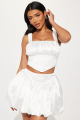 Ariel Bubble Hem Skirt Set - White