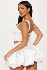 Ariel Bubble Hem Skirt Set - White