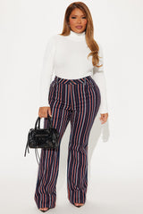 On My Game Striped Stretch Flare Jeans - Black/combo